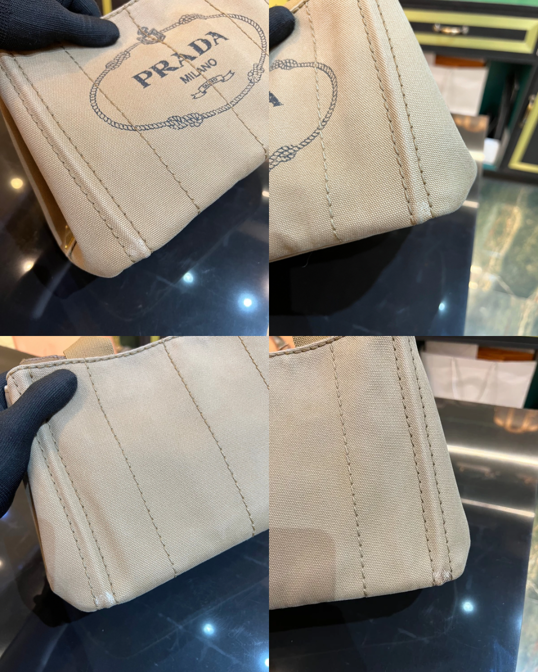 PRADA Canapa Tobacco Small 2-way Bag