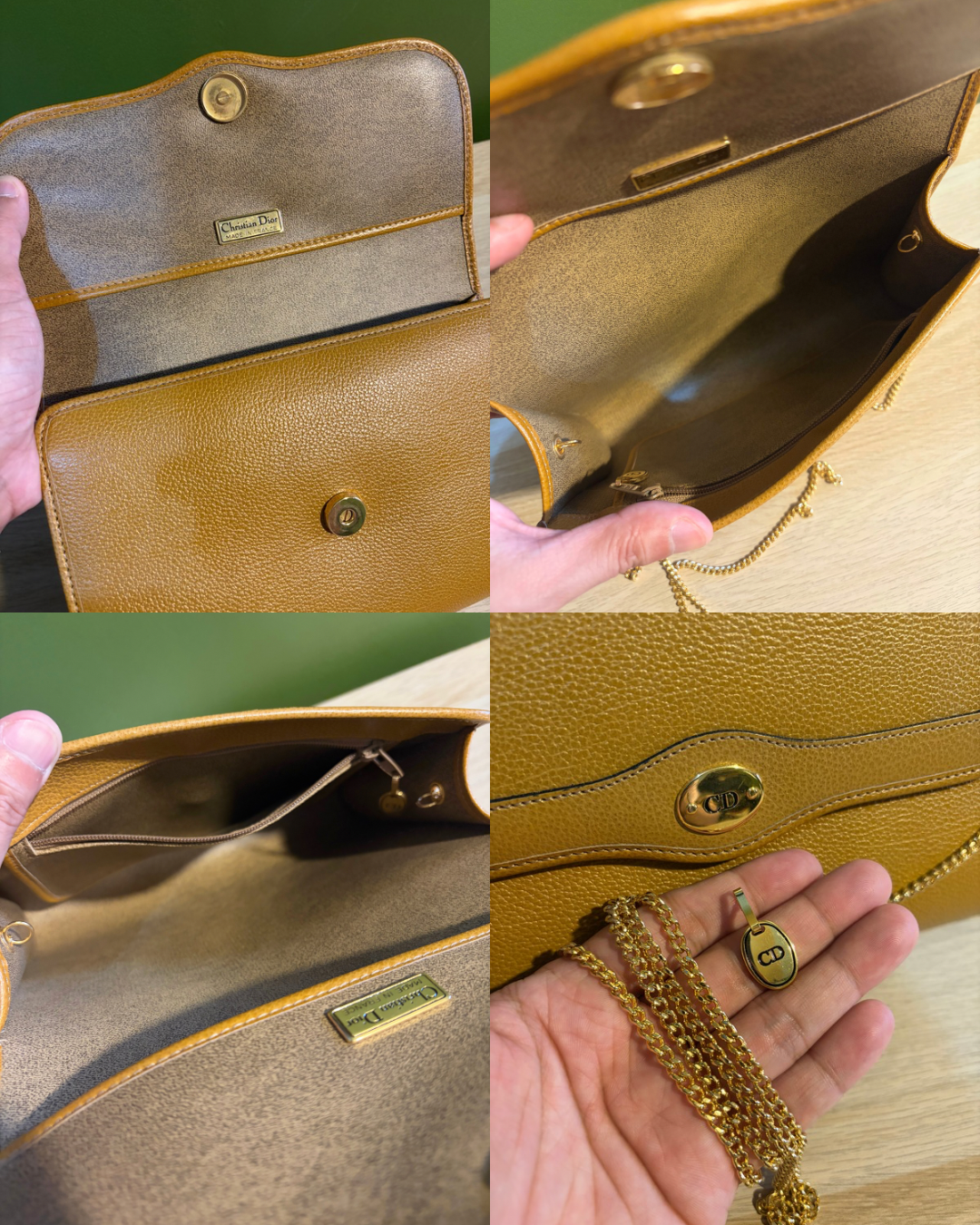 CHRISTIAN DIOR Vintage Leather Chain Crossbody Bag