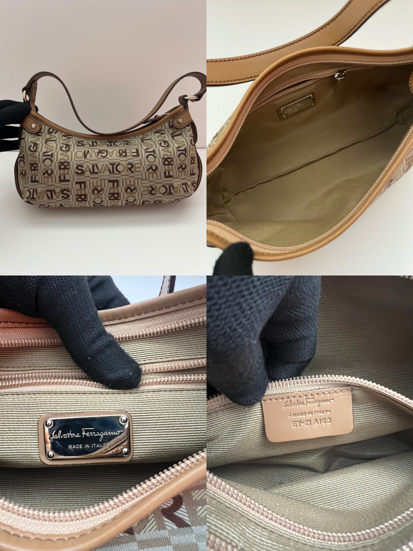 SALVATORE FERRAGAMO Logo-Print Canvas Cigaro Shoulder Bag