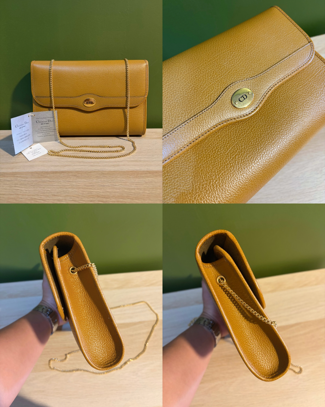CHRISTIAN DIOR Vintage Leather Chain Crossbody Bag