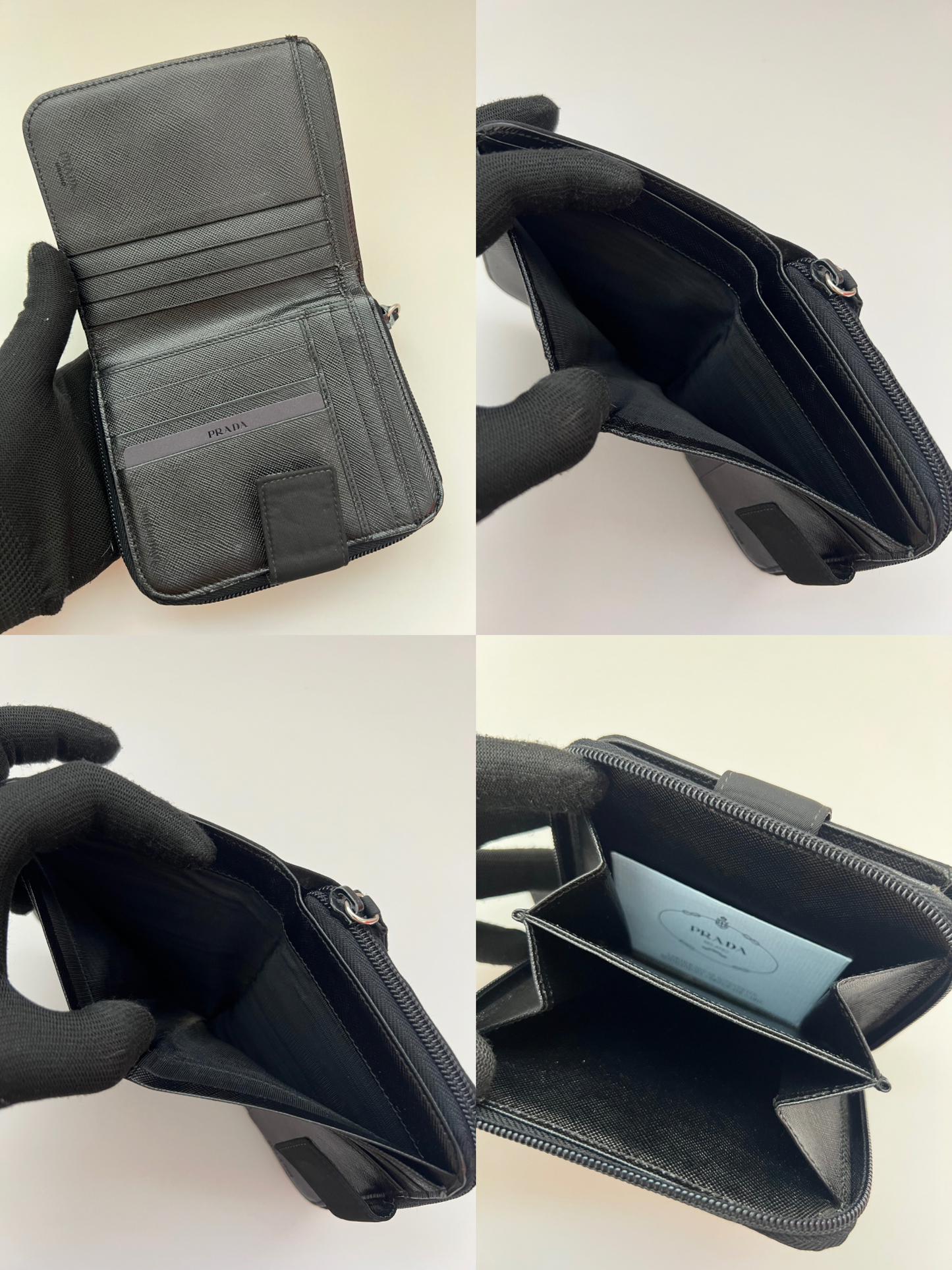 PRADA Tessuto Nylon Compact Zip Around Wallet Nero