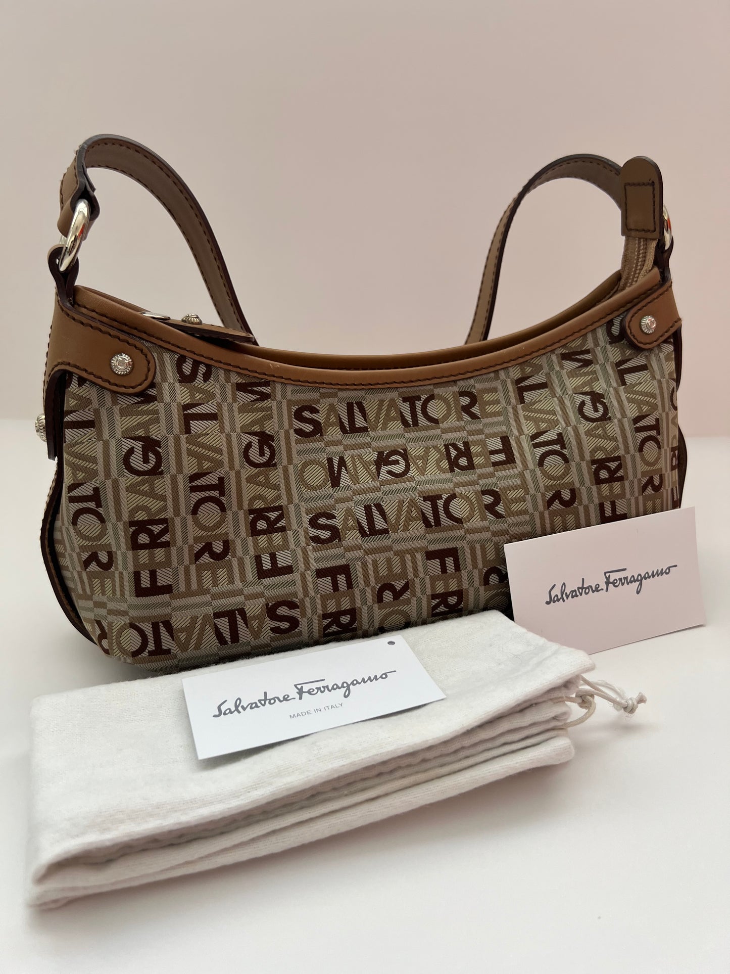 SALVATORE FERRAGAMO Logo-Print Canvas Cigaro Shoulder Bag