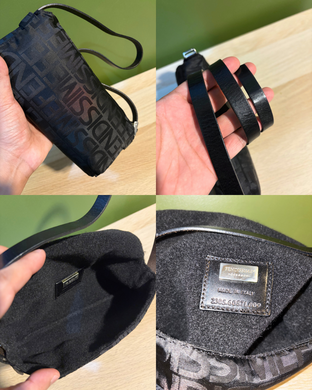 FENDI Fendissime Logo Baguette Nylon Shoulder Bag