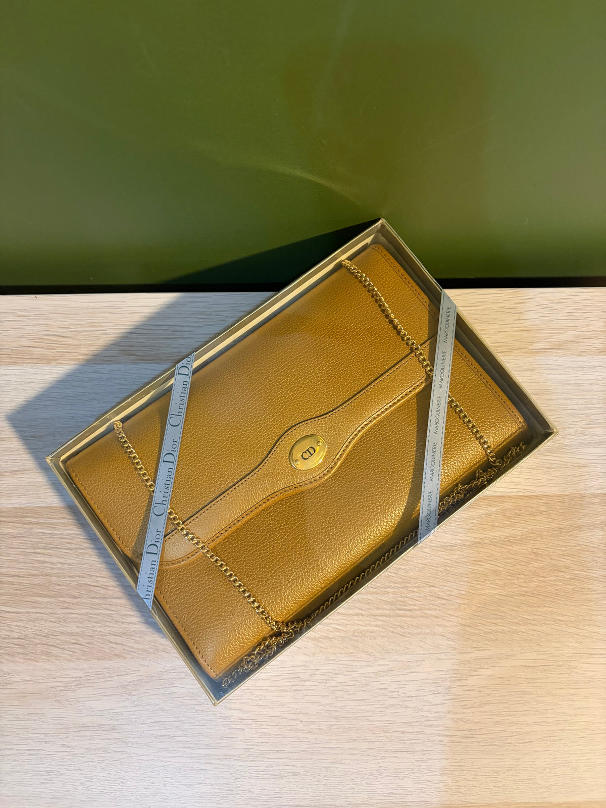 CHRISTIAN DIOR Vintage Leather Chain Crossbody Bag
