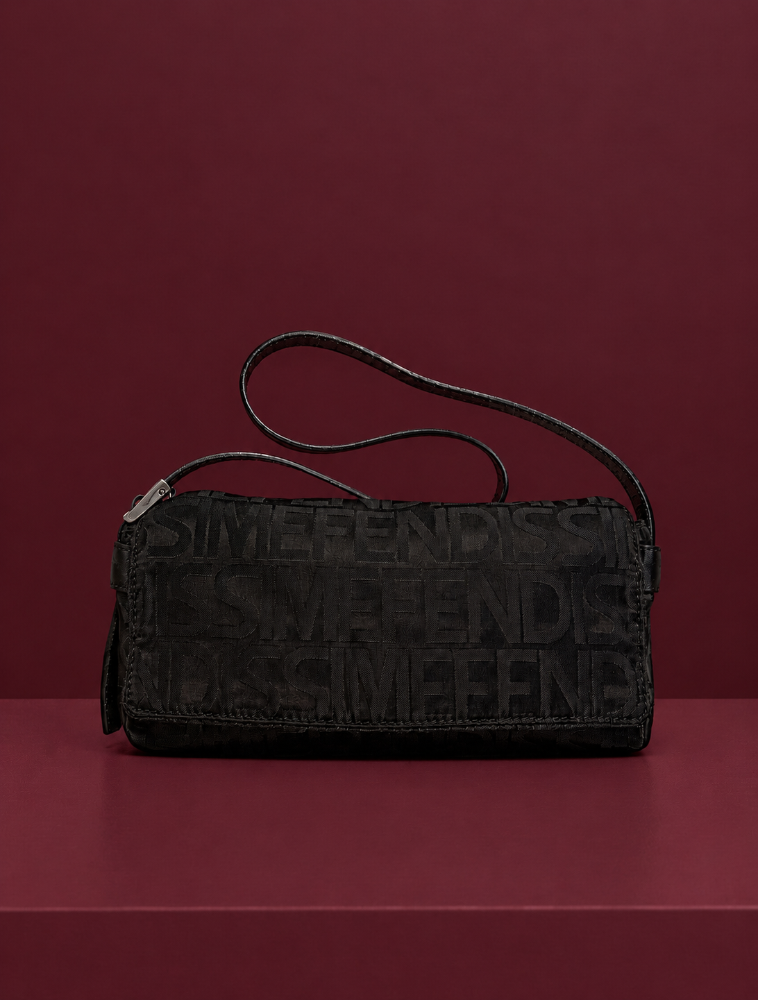 FENDI Fendissime Logo Baguette Nylon Shoulder Bag