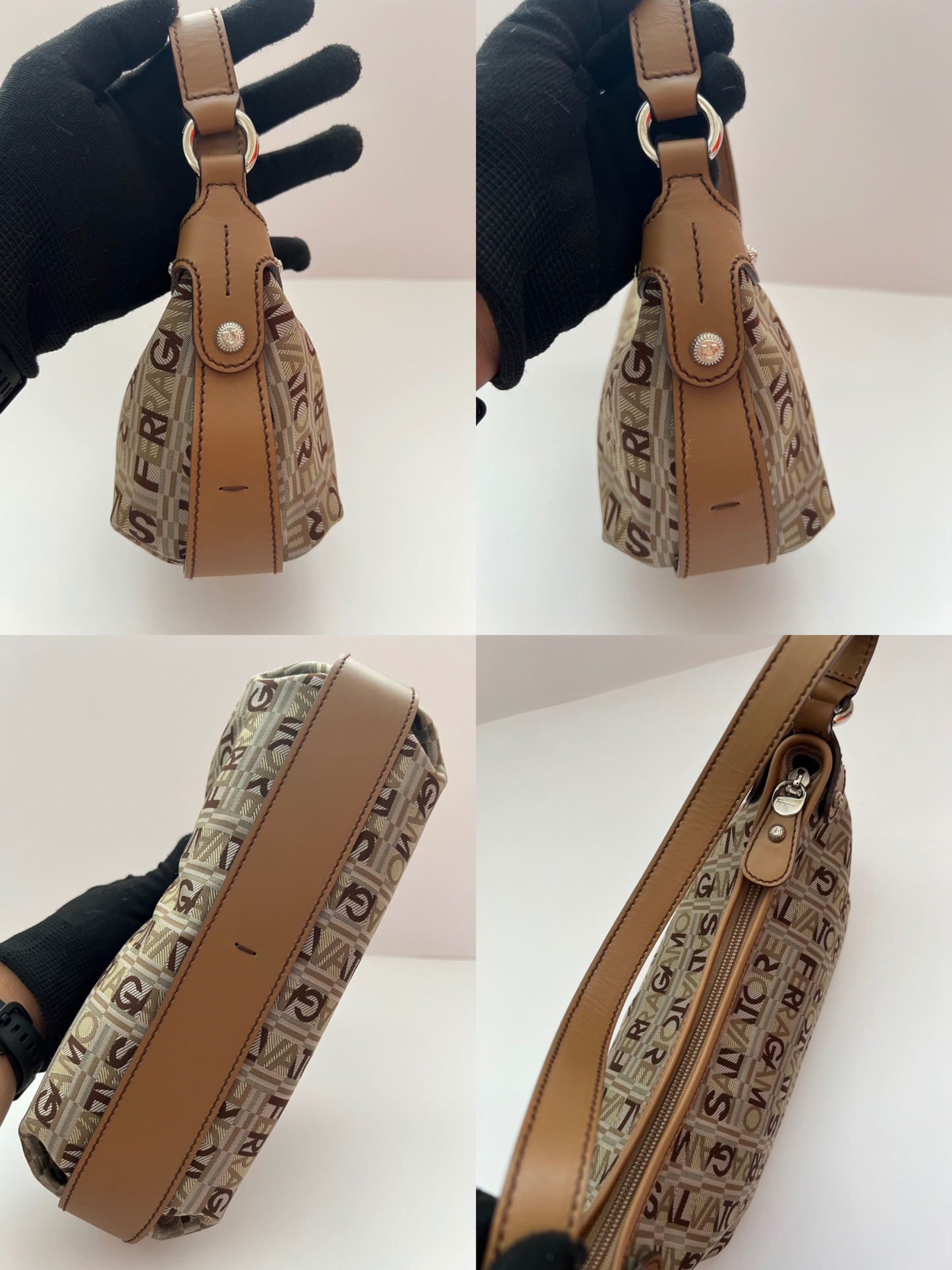 SALVATORE FERRAGAMO Logo-Print Canvas Cigaro Shoulder Bag