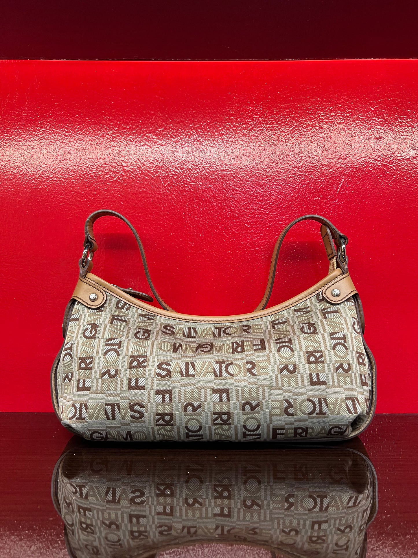 SALVATORE FERRAGAMO Logo-Print Canvas Cigaro Shoulder Bag